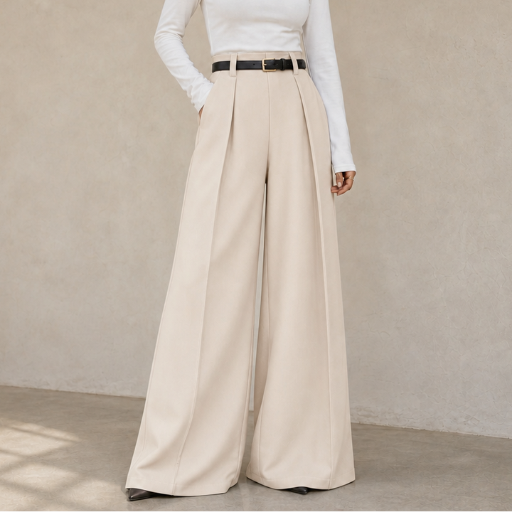 Elonga – Pleated High-Waisted Wide-Leg Trousers