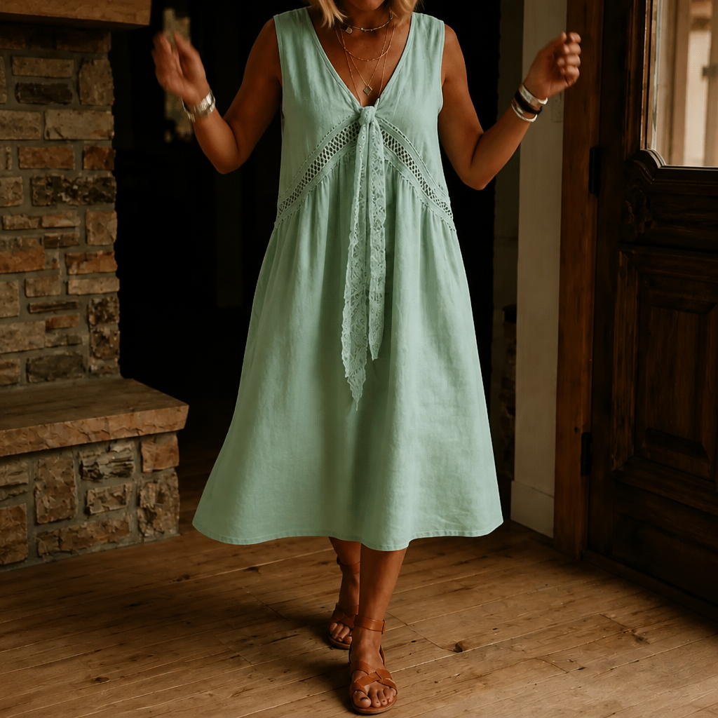Wearbella – Lace-Trim V-Neck Sleeveless Midi Dress
