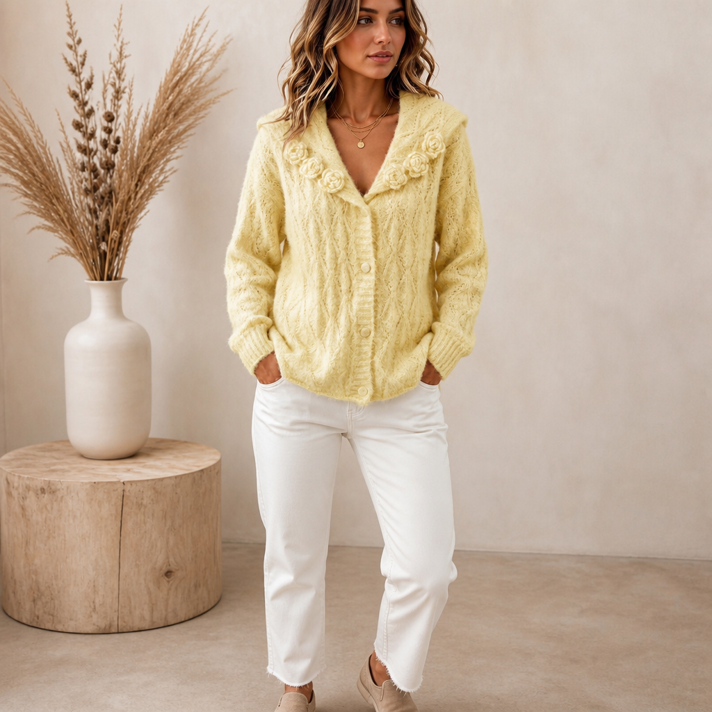 Sailmara – Sailor Collar Crochet Knit Cardigan