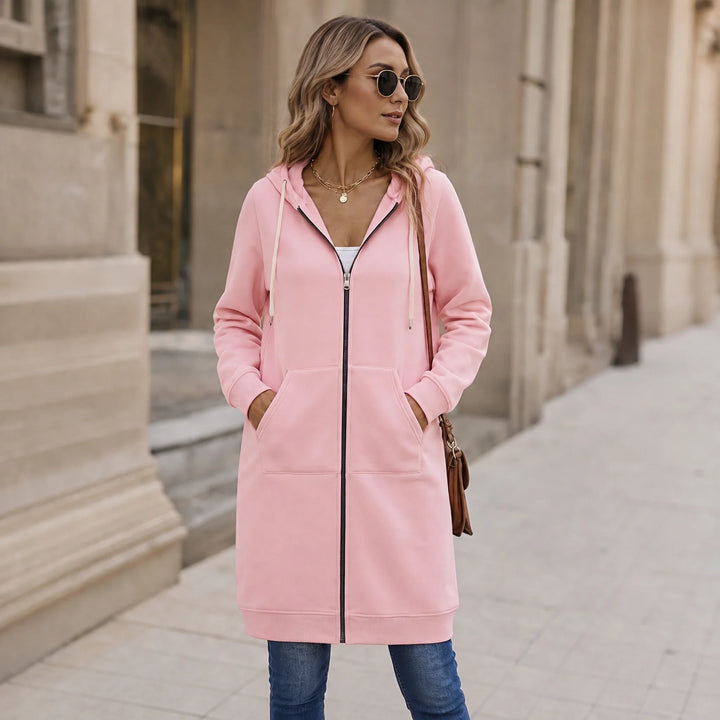 Cozyline – Knee-Length Zip-Up Hoodie