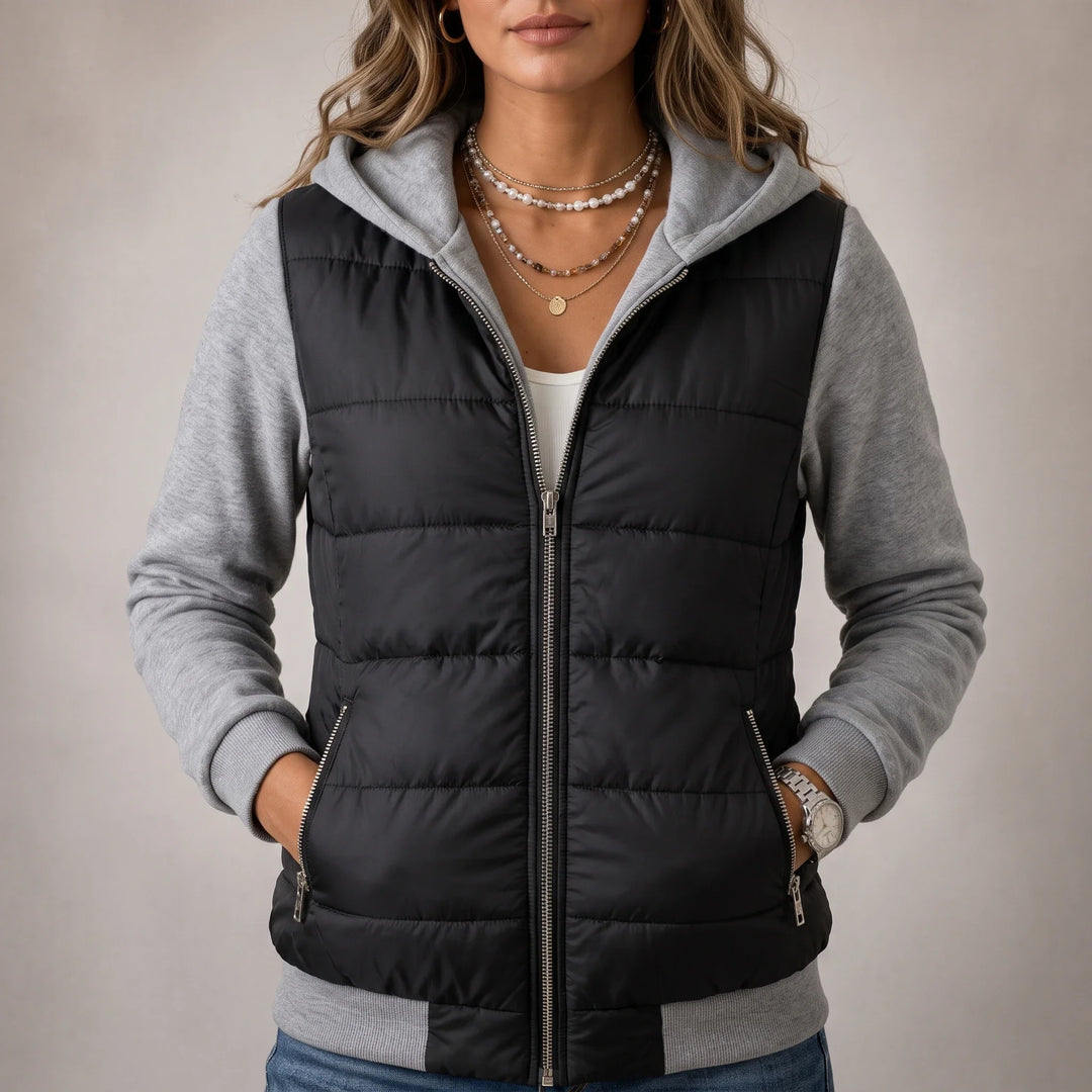 Layerelle – Quilted Panel Hooded Knit Jacket