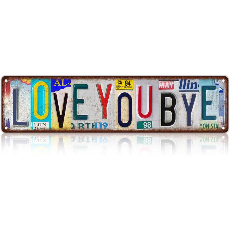 Love You More – Vintage License Plate Collage Wall Sign