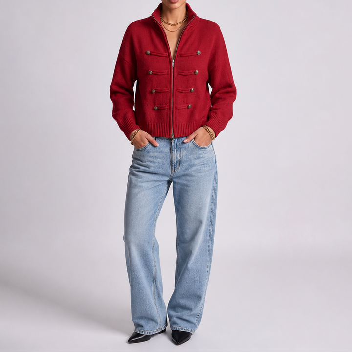 Wearbella – Hussar Knot-Detail Zip Cardigan