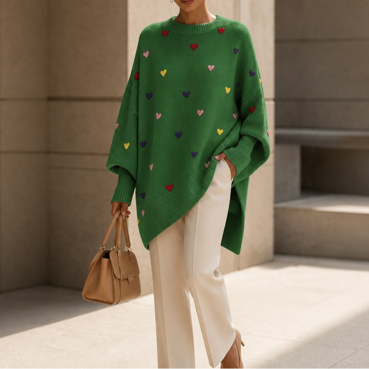 Heartwell – Colorful Heart Batwing Sweater