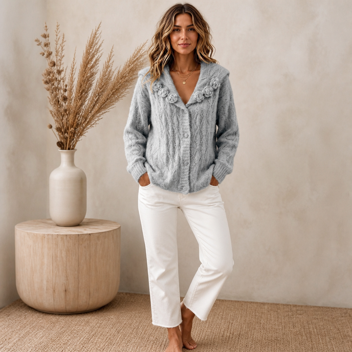 Sailmara – Sailor Collar Crochet Knit Cardigan