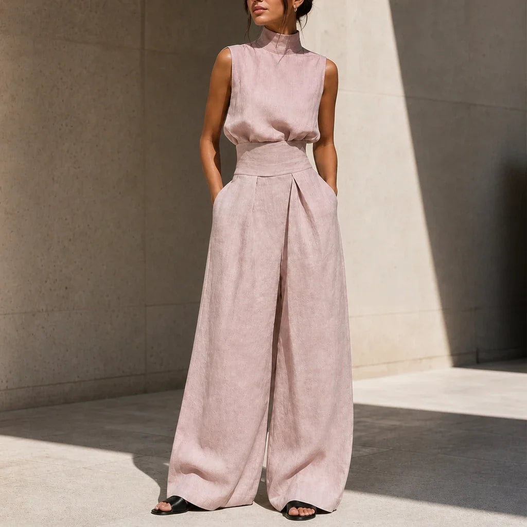 Wearbella – Pleated High-Waist Wide-Leg Pants Set
