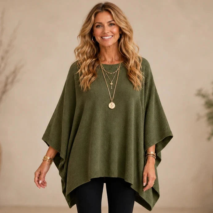 Drapeelle – Asymmetrical Batwing-Sleeve Knit Top