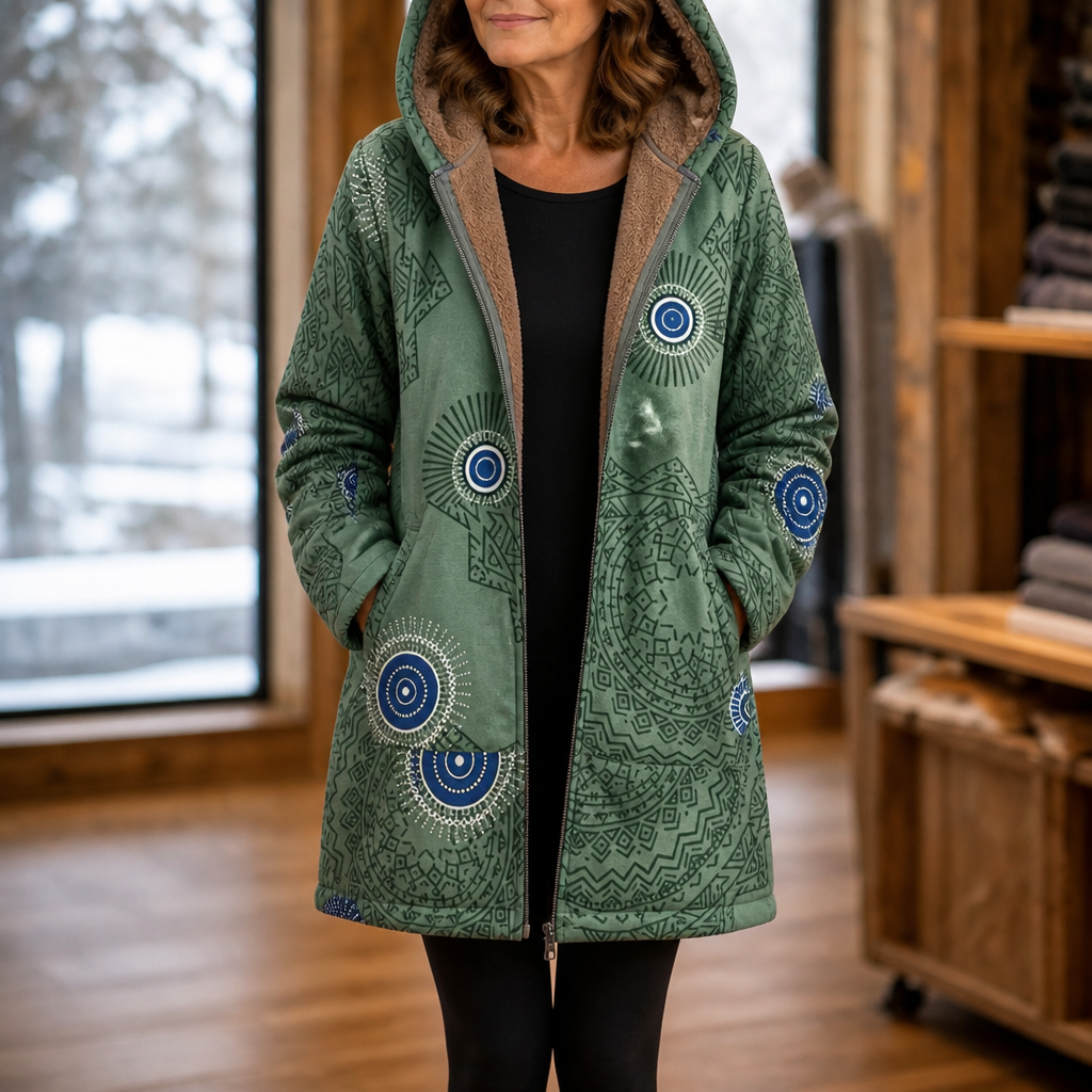 Leaf & Loom – Printed Hooded Winter Coat