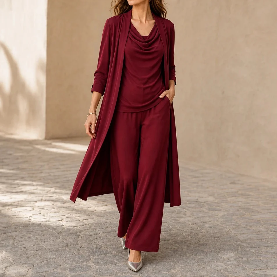 Layerelle – Three-Piece Top, Pants And Cardigan Set