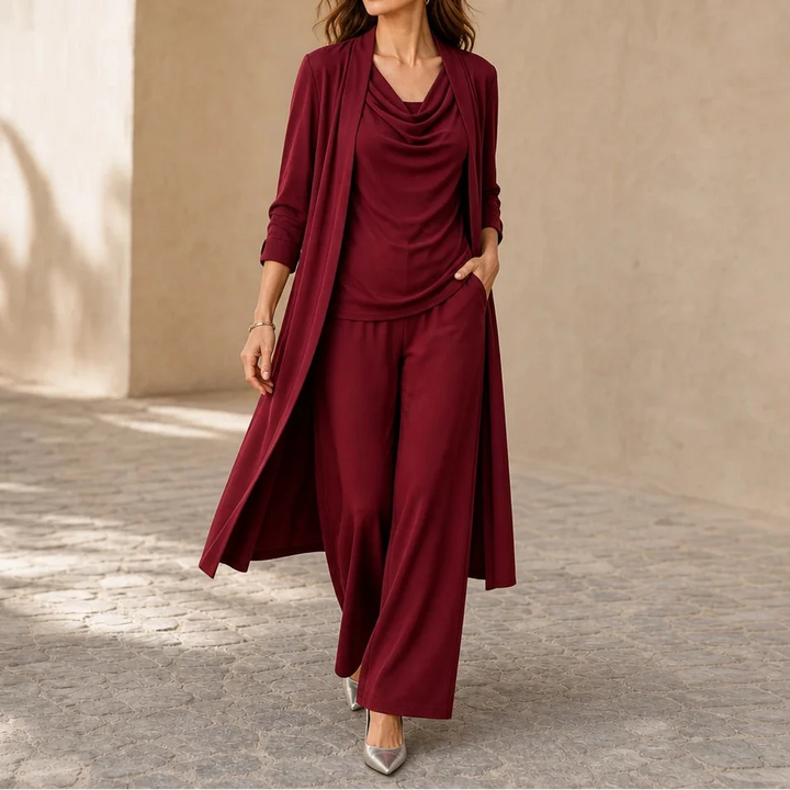 Layerelle – Three-Piece Top, Pants And Cardigan Set