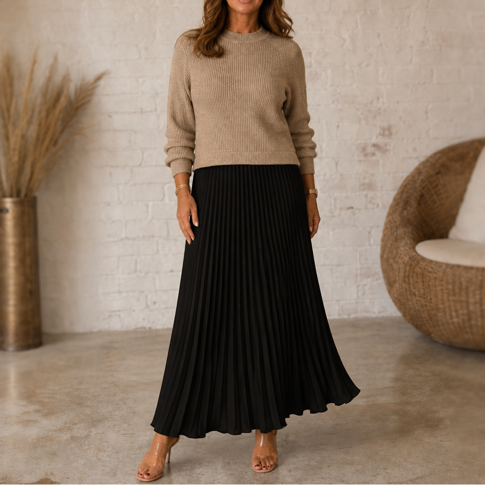 Wearbella – Sweater-Bodice Pleated Maxi Dress