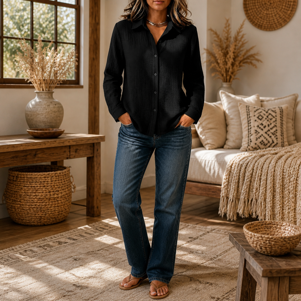 Wearbella – Crinkle-Crepe Button-Down Blouse