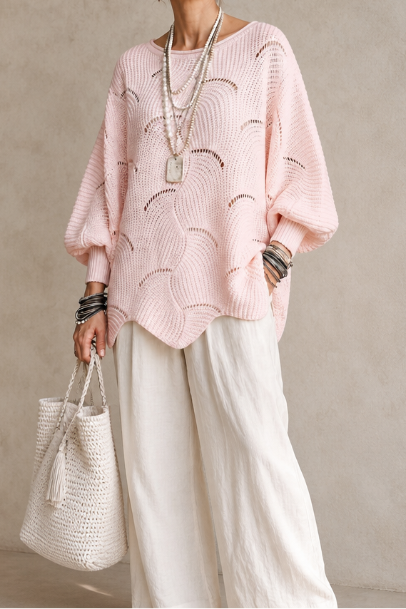 Wearbella – Hollow Wave Batwing Sleeve Sweater