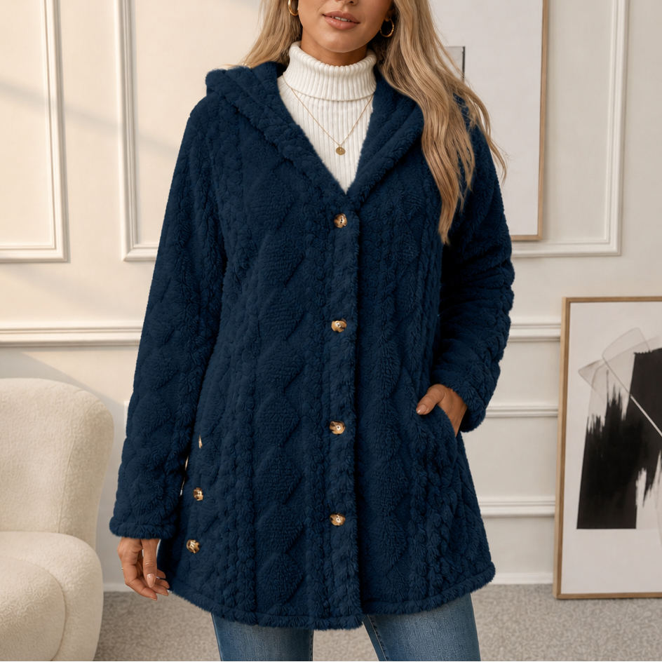 Wearbella – Diamond Jacquard Plush Hooded Coat