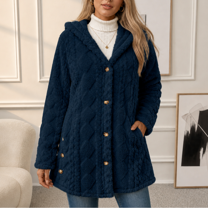 Wearbella – Diamond Jacquard Plush Hooded Coat