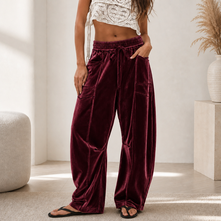 Draperie – Ribbed Corduroy Wide-Leg Drawstring Pants