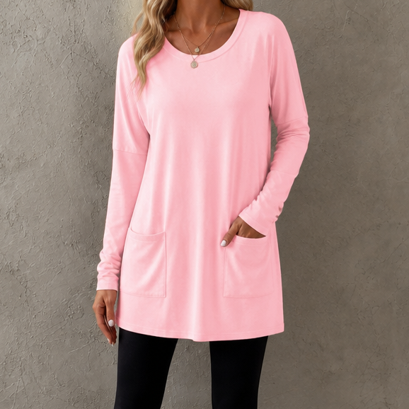 Wearbella – Relaxed Longline Crew-Neck Tunic Top