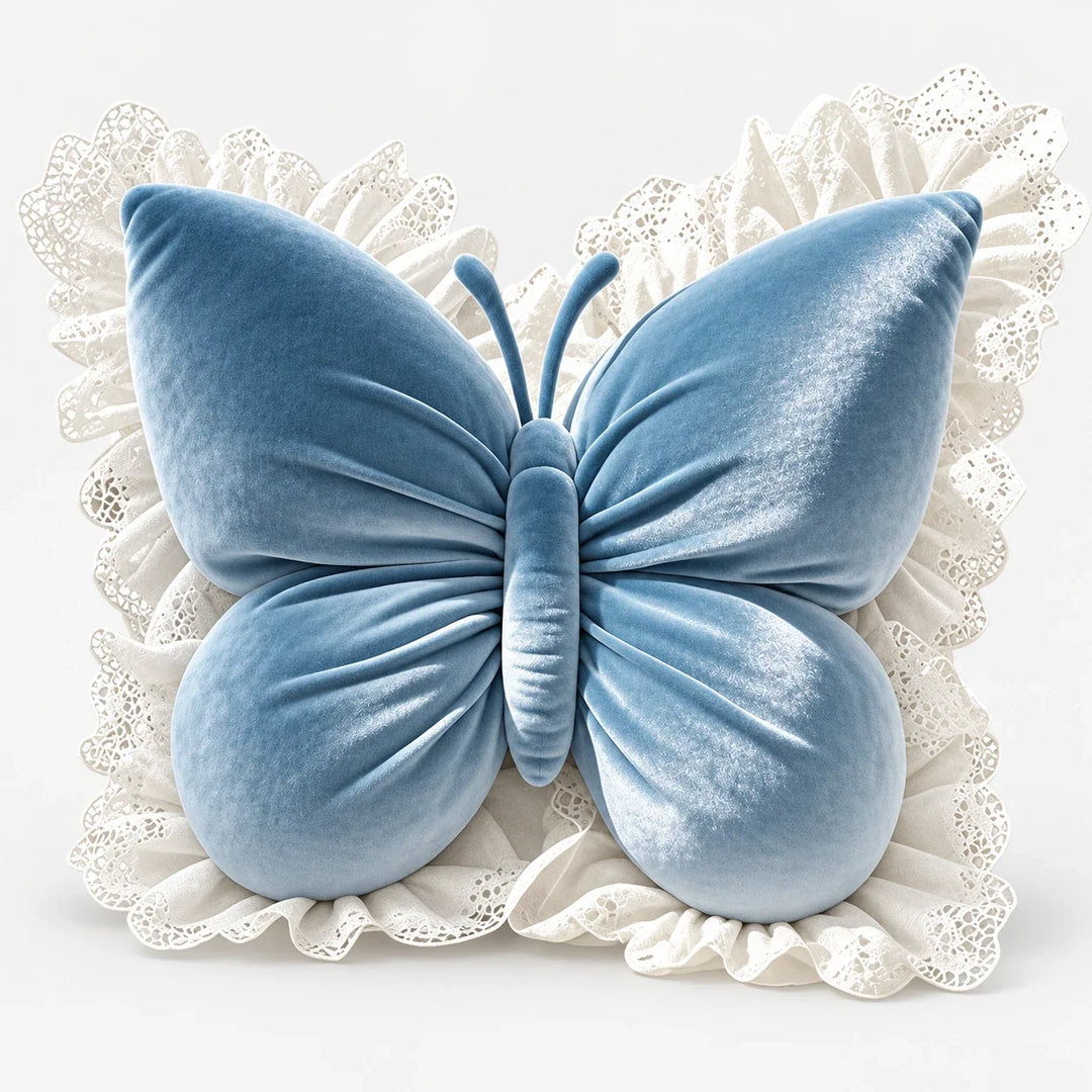 Lacewing – Velvet-Look Butterfly Lace-Trim Throw Pillow