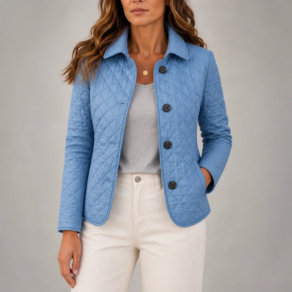 Loredana – Button-Front Quilted Mid-Season Jacket
