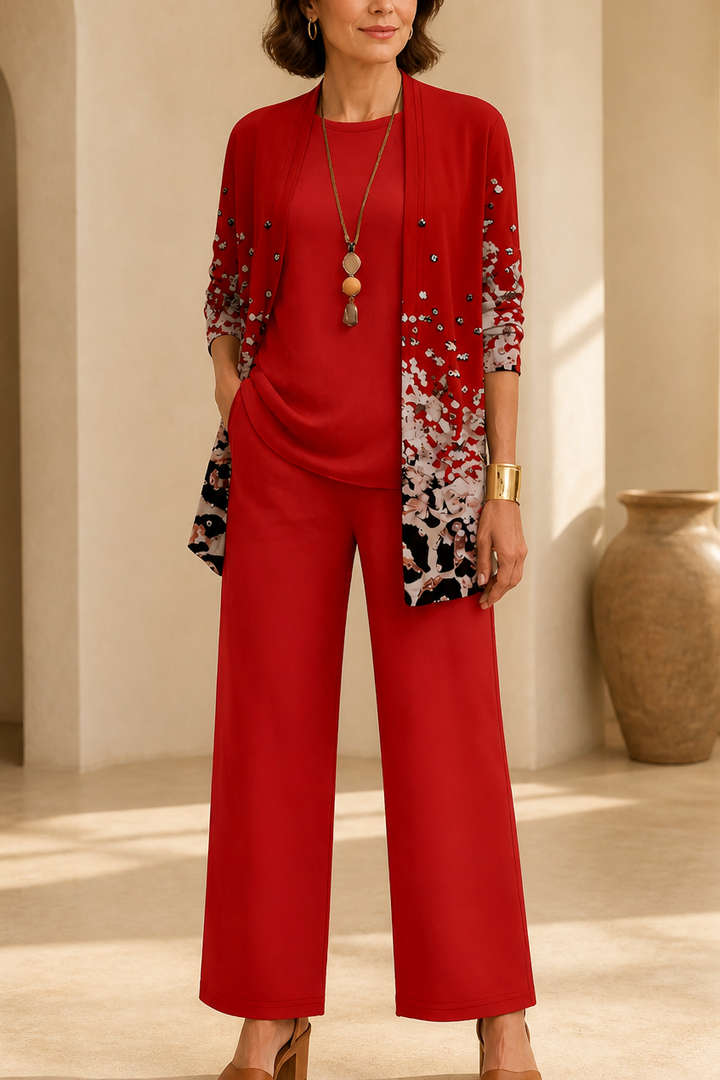 Wearbella – Printed Three-Piece Top And Pants Set