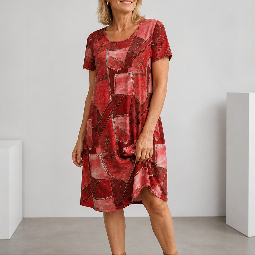 Wearbella – Patchwork Print Relaxed Shift Dress