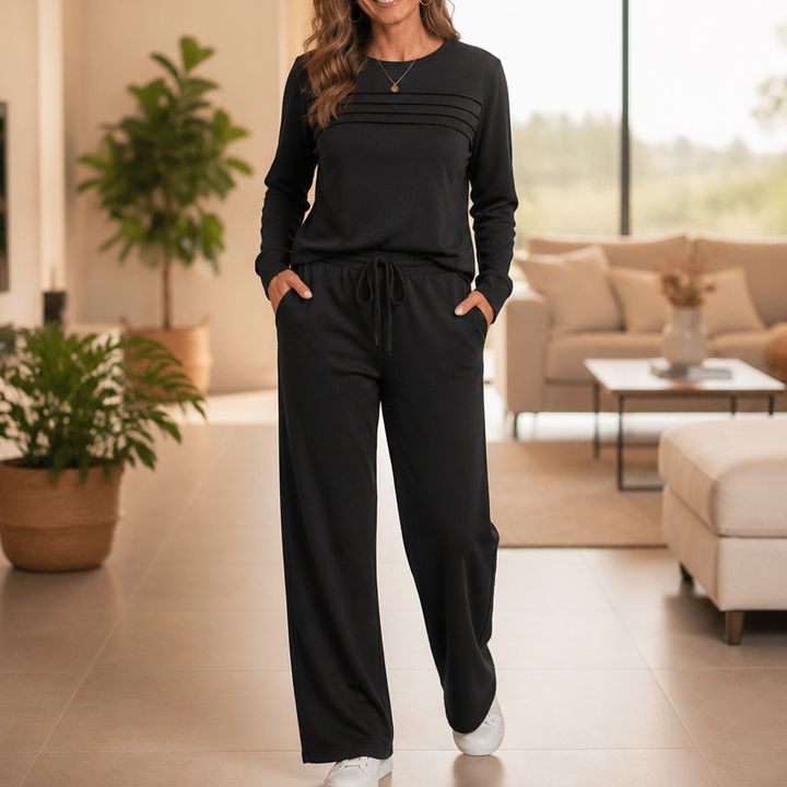 Restwell – Crew Neck Drawstring Two-Piece Lounge Set