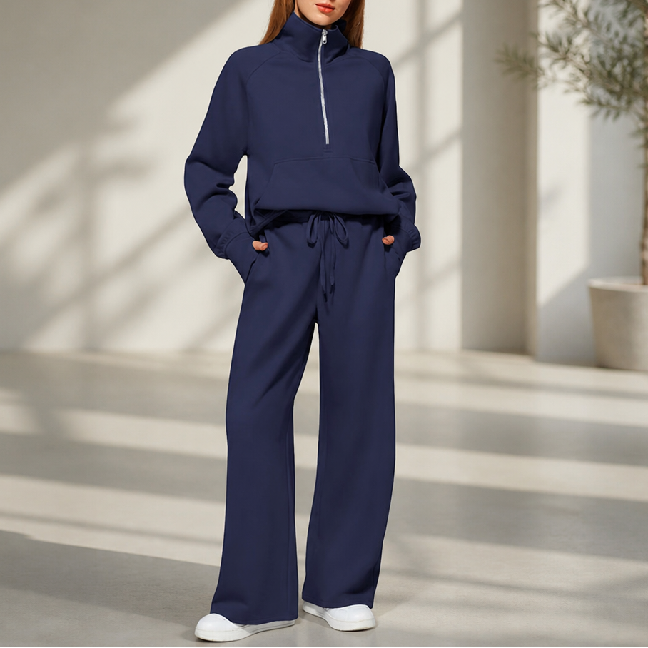 Easewell – Half-Zip Top And Wide-Leg Trouser Set
