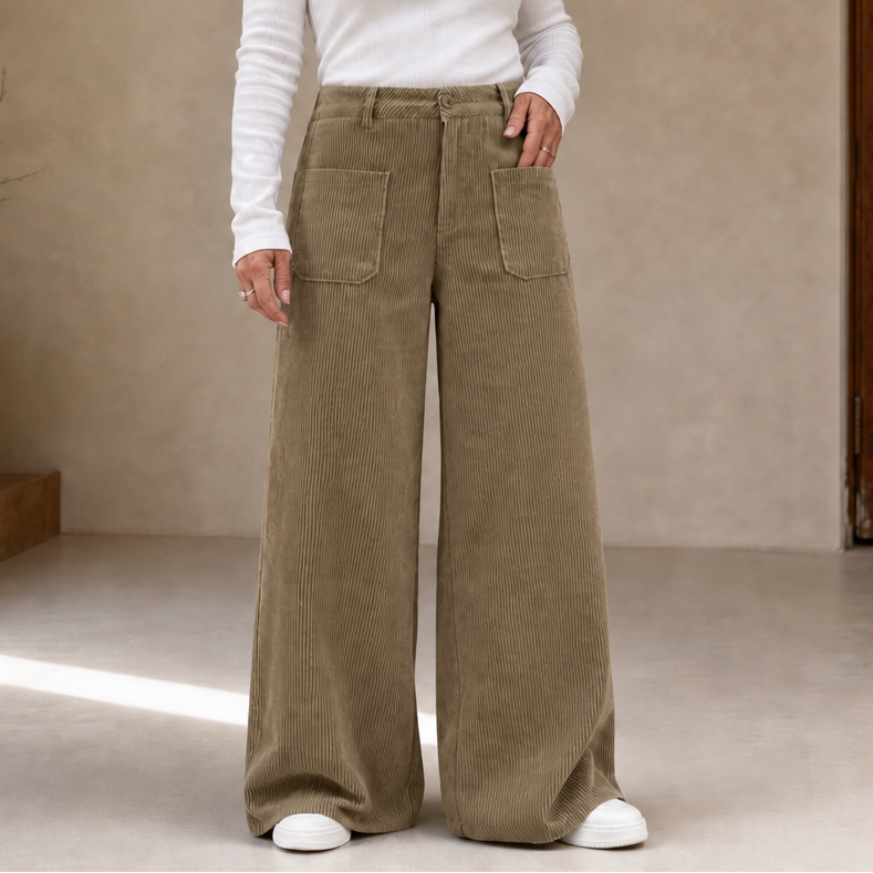 Wovella – Stretch Corduroy-Look Wide-Leg Trousers