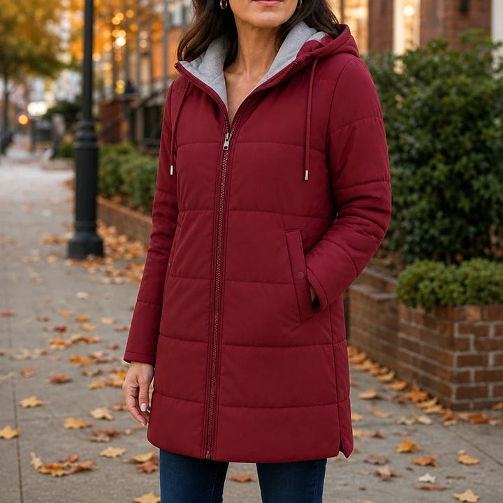 Vellora – Long Quilted Hooded Winter Coat