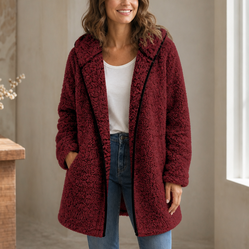 Cozyelle – Plush Hooded Cardigan