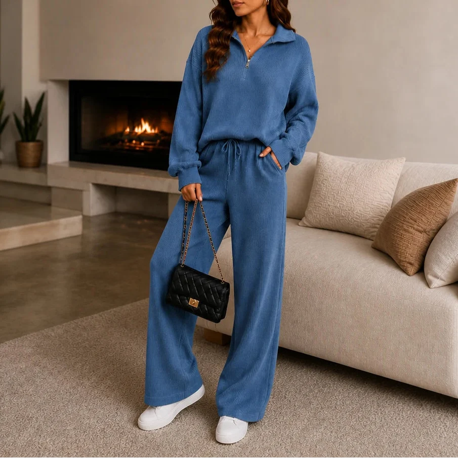 Ribelle – Ribbed Double-Knit Sweater And Wide-Leg Pants Set