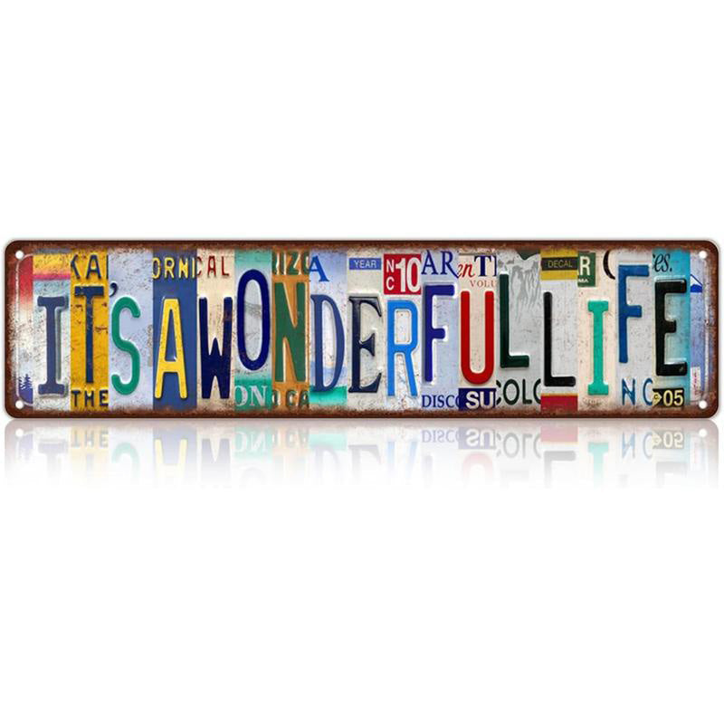 Love You More – Vintage License Plate Collage Wall Sign