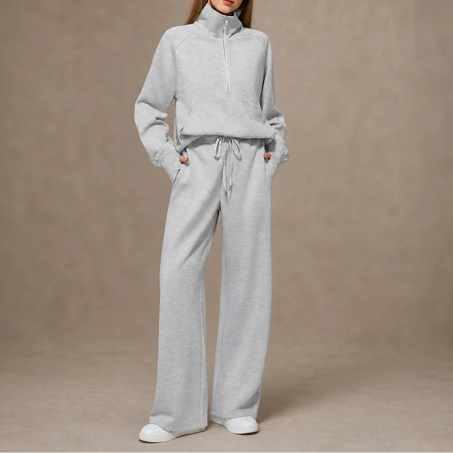 Ease & Elsewhere – Ribbed Oversized Top And Wide-Leg Pants Set