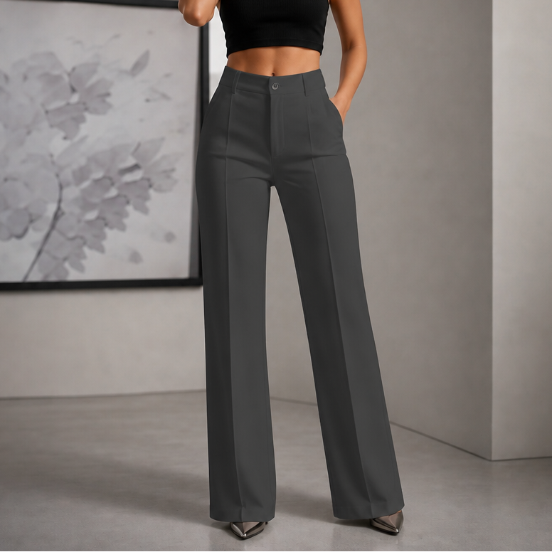 Veloura – High-Waisted Pleated Stretch Trousers
