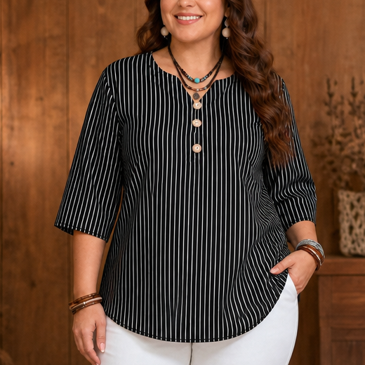 Wearbella – Colorblock Curved-Hem Relaxed Top