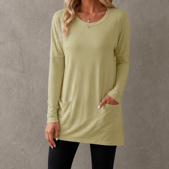 Wearbella – Relaxed Longline Crew-Neck Tunic Top