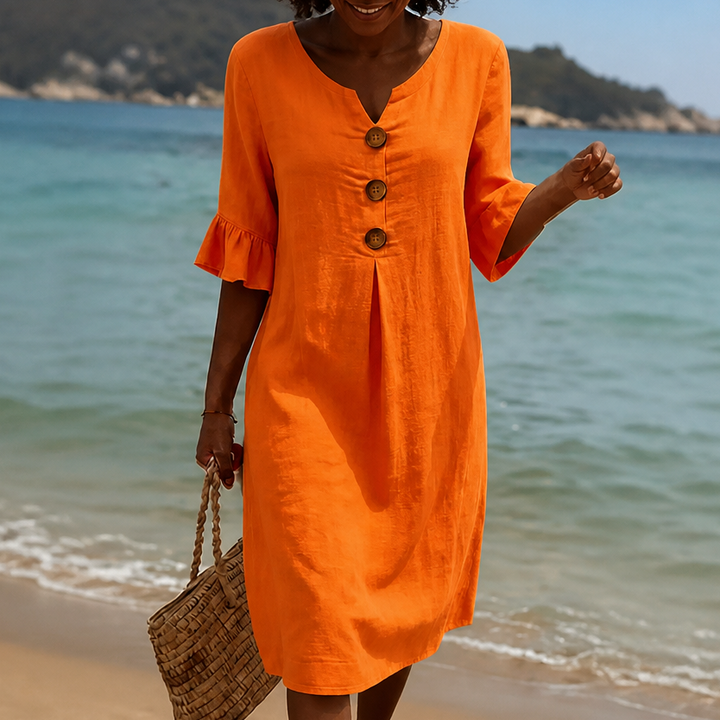 Fielding – Ruffle Sleeve Button Front Midi Dress