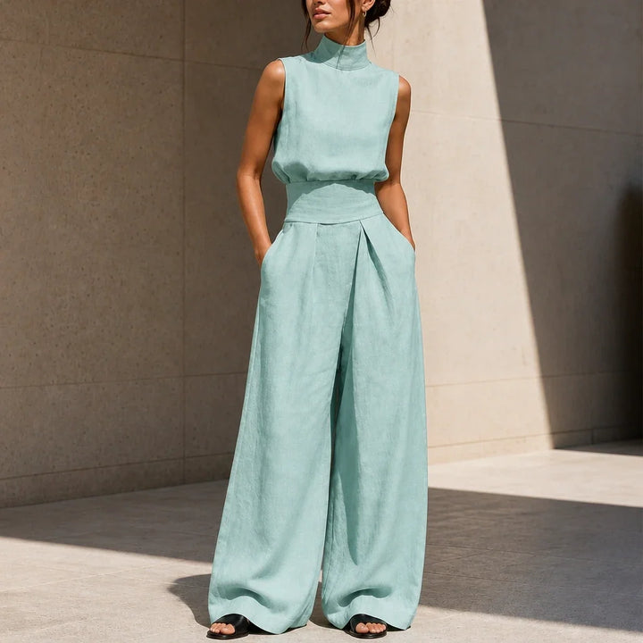 Wearbella – Pleated High-Waist Wide-Leg Pants Set