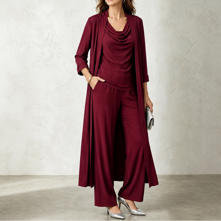 Wearbella – Swing Collar Cardigan Wide-Leg Pants Set