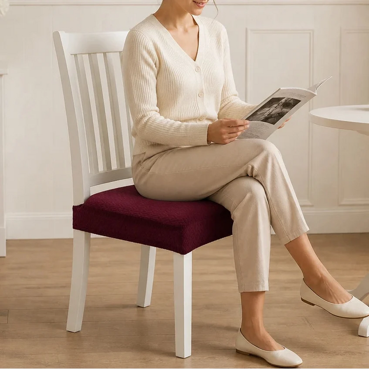 Jacquard Haven – Waterproof Stretch Jacquard Dining Chair Seat Cover