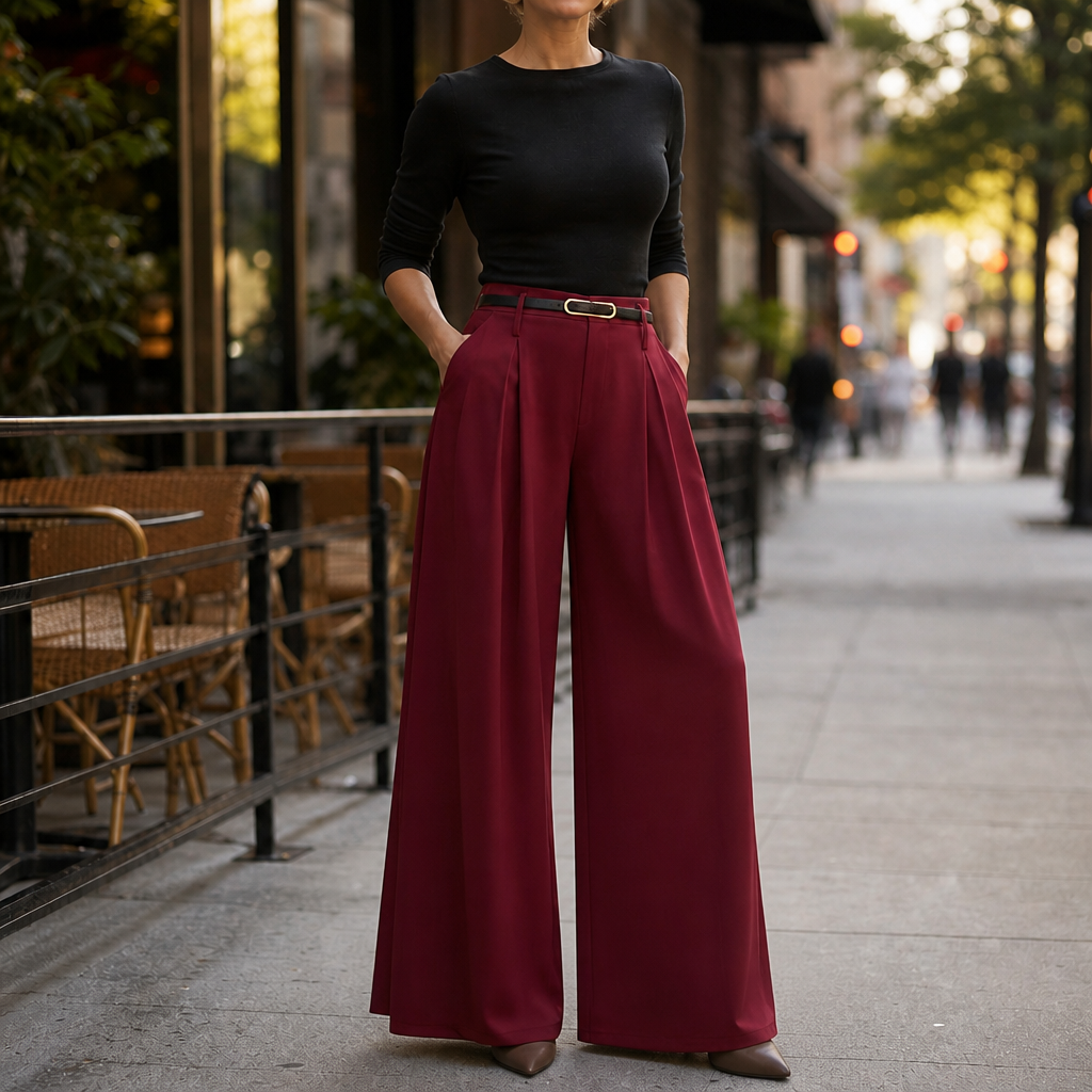 Lunetta – High-Waisted Pleated Wide-Leg Trousers