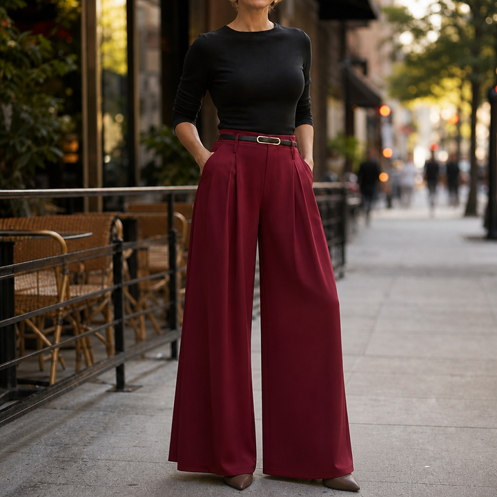 Lunetta – High-Waisted Pleated Wide-Leg Trousers