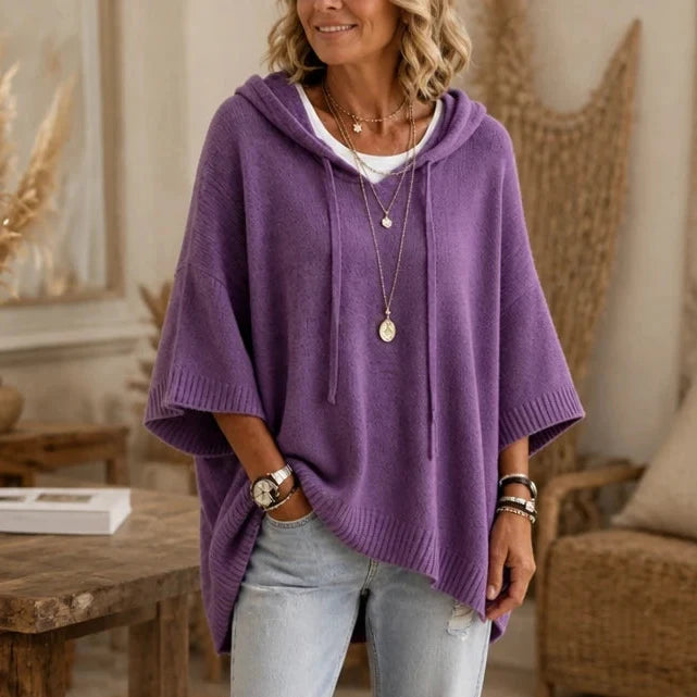 Vintrel – Oversized Open-Knit Distressed Hem Hoodie