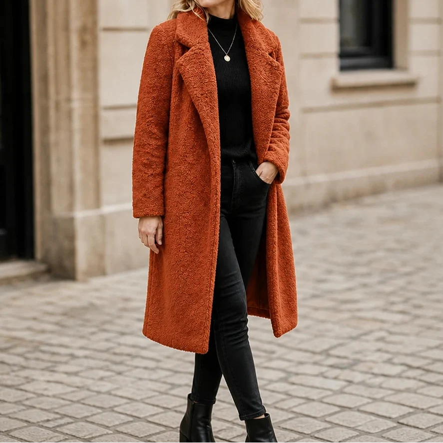 Veloura – Long Teddy Lapel Coat
