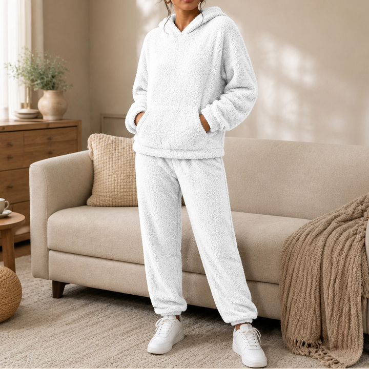 Cozy Haven – Plush Fleece Hooded Top And Jogger Pants Set