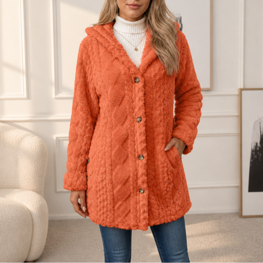 Wearbella – Diamond Jacquard Plush Hooded Coat