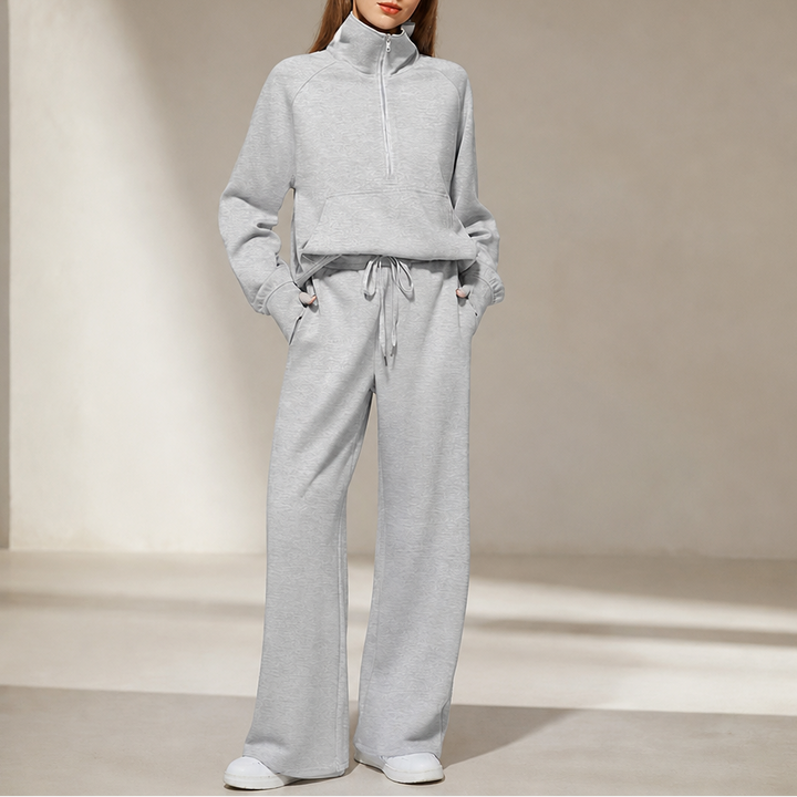 Easewell – Half-Zip Top And Wide-Leg Trouser Set