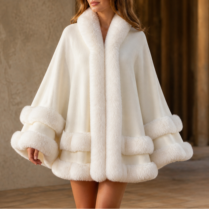 Wearbella – Trimmed Hooded Knit Cape Coat