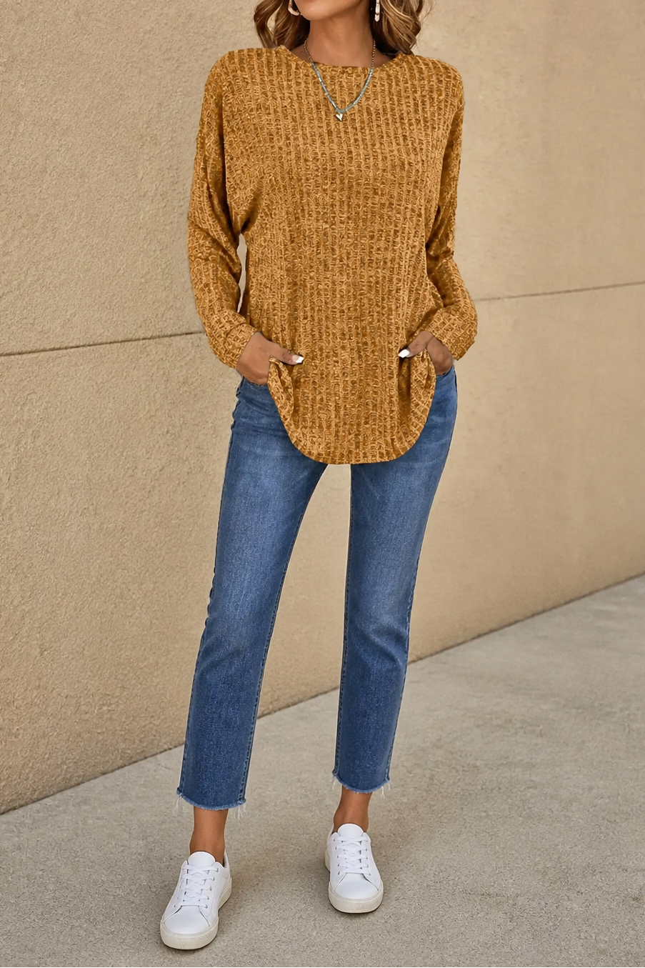 Overhang – Exposed-Seam Oversized Crew Neck Sweater