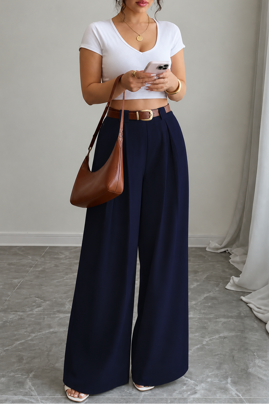 Longline – Deep Pleat Wide-Leg Trousers